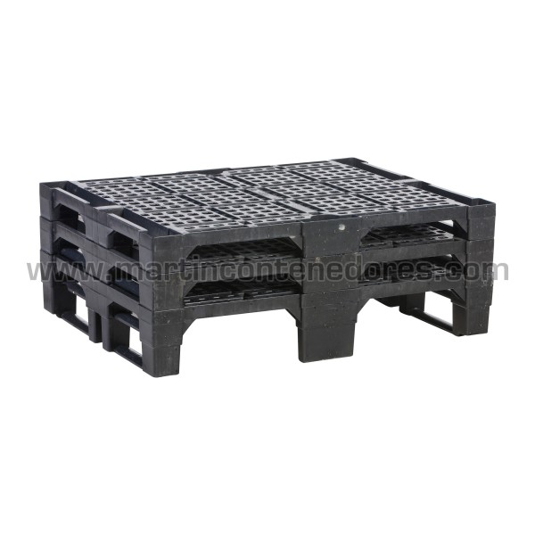 Palette ajourée emboitable 800x600x145 mm 2 traîneaux