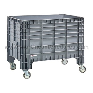Contenedor plástico estanco apilable con ruedas 1200x800x960 mm