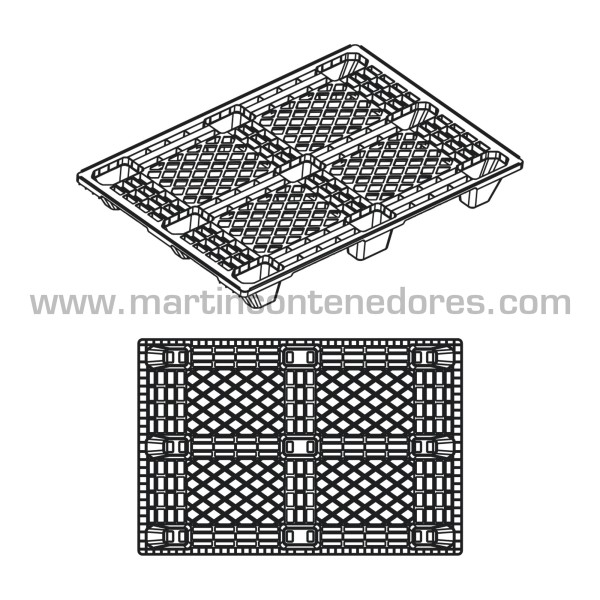 Palette plastique ajourée emboitable ONE-WAY 1200x800x133 mm