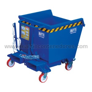 Benne auto-basculante avec roulettes 280 litres avec roues extérieures