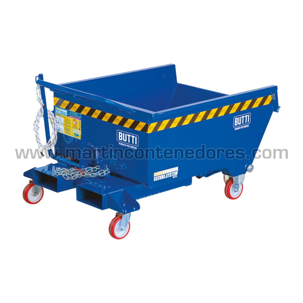 Tilting container with wheels 300 liters with external wheels
