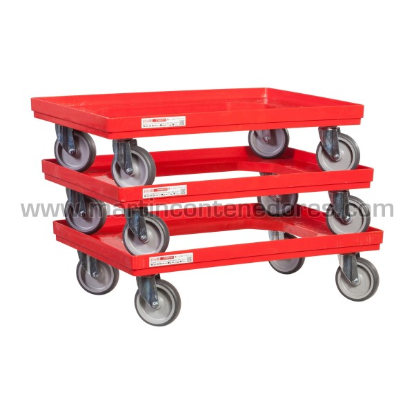 Base com rodas 615x415x165 mm com 4 rodízios giratórios