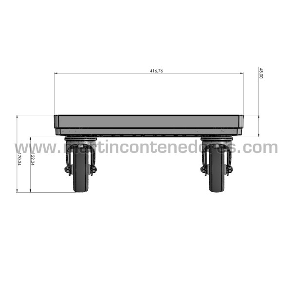 Base com rodas 615x415x165 mm com 4 rodízios giratórios