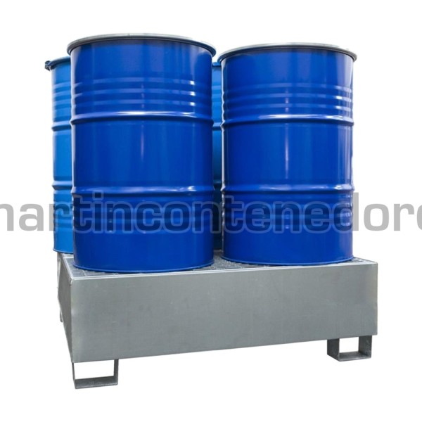 Cubeto de acero galvanizado para 4 bidones
