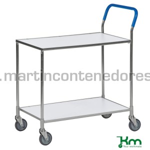 Chariot de service avec 2 plateaux blanches 850x435x950 mm
