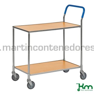 Carro de servicio con 2 estantes haya 850x435x950 mm