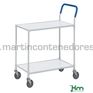 Carro de servicio con 2 estantes blancas y freno 850x435x950 mm