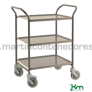 Chariot de service gris avec 3 plateaux gris 770x495x960 mm