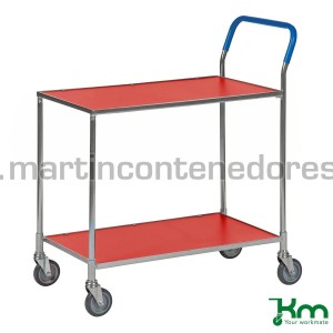 Carro de servicio con 2 estantes rojos 850x435x950 mm