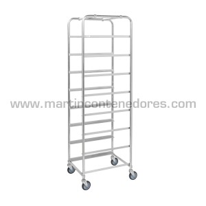 Carro bandejero con freno para 8 cajas Norma Europa 600x400 mm