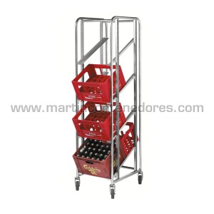 Bin trolley with brake for 4 Danish box 435x585x1880 mm