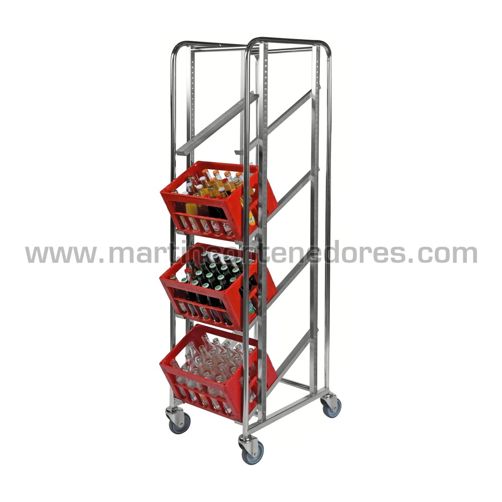 Carrinho com freio para 4 contentores 410x585x1880 mm Carrinho com freio para 4 contentores 410x585x1880 mm
