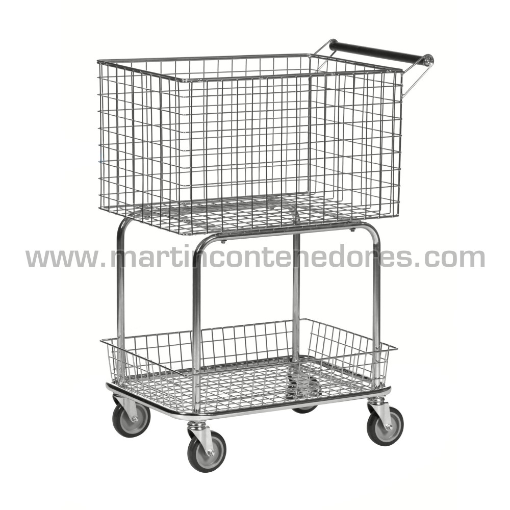 Chariot de transport 2 panier de maille 690x410x950 mm Chariot de transport 2 panier de maille 690x410x950 mm