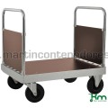 Carro plataforma con 2 paredes frontales negro y freno 1000x700x960 mm