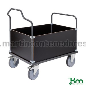 Chariot plateforme avec poignée ergonomique et panneau haut 1290x800x1065 mm
