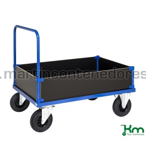 Carro de transporte azul con paneles bajos 1200x800x900 mm