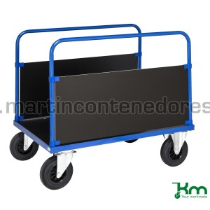 Carro plataforma con 2 paredes laterales y freno 1200x800x900 mm