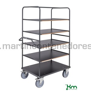 Chariot de transport avec 5 étagères et poignée ergonomique 1100x700x1800 mm
