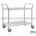 Carro de servicio galvanizado con 2 estantes blancas 1080x480x940 mm