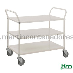 Carro picking blanco con 3 estantes y freno 1070x585x940 mm