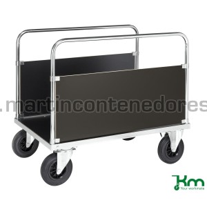 Carro plataforma galvanizado con 2 paredes laterales e freio 1200x800x900 mm
