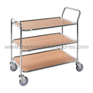 Design table trolley with 3 shelves beech 1020x555x965 mm