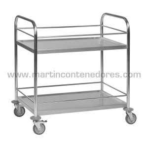 Carro acero inoxidable con 2 estantes y borde 910x590x940 mm