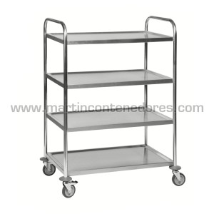 Carro acero inoxidable con 4 estantes 910x590x1260 mm