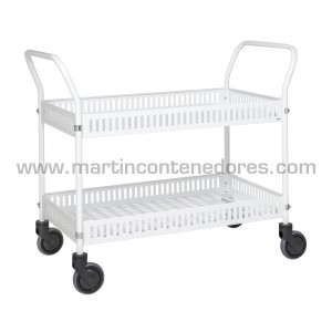 Service trolley white with 2 baskets 1130x550x940