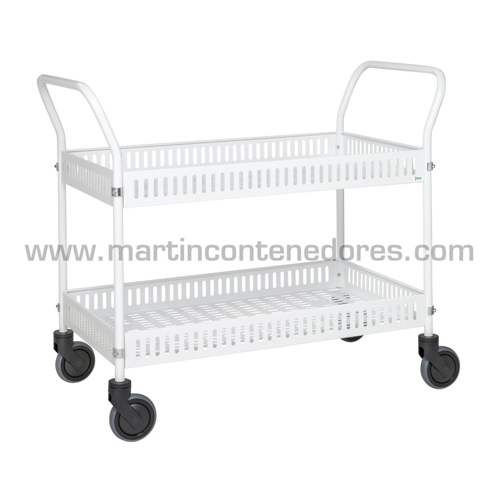 Service trolley white with 2 baskets 1130x550x940 Service trolley white with 2 baskets 1130x550x940