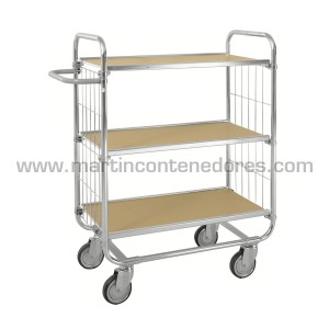 Chariot avec 3 étagères réglables ESD et frein 815x470x1120 mm