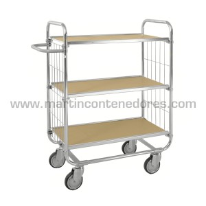 Carro con 3 estantes ajustables ESD y freno 1395x470x1120 mm
