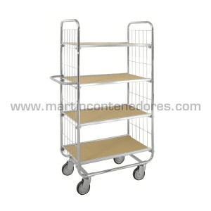 Chariot avec 4 étagères réglables ESD et frein 1195x470x1590 mm