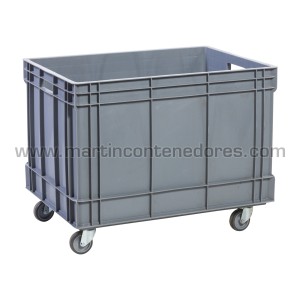 Caisse-palette plastique avec roulettes 705x505x560 mm